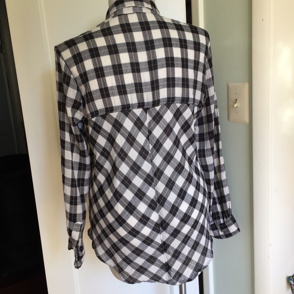 Free People Black & White Plaid Shirt L - Picture 2 of 7